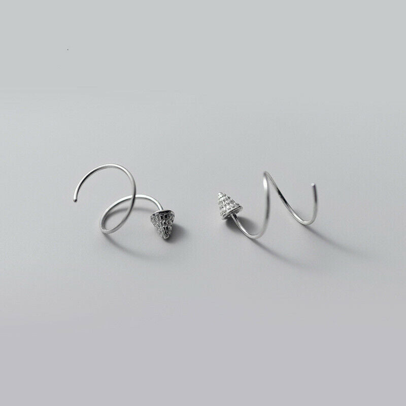 1 Pair of Silver Tapered Stud Earrings