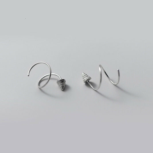 1 Pair of Silver Tapered Stud Earrings