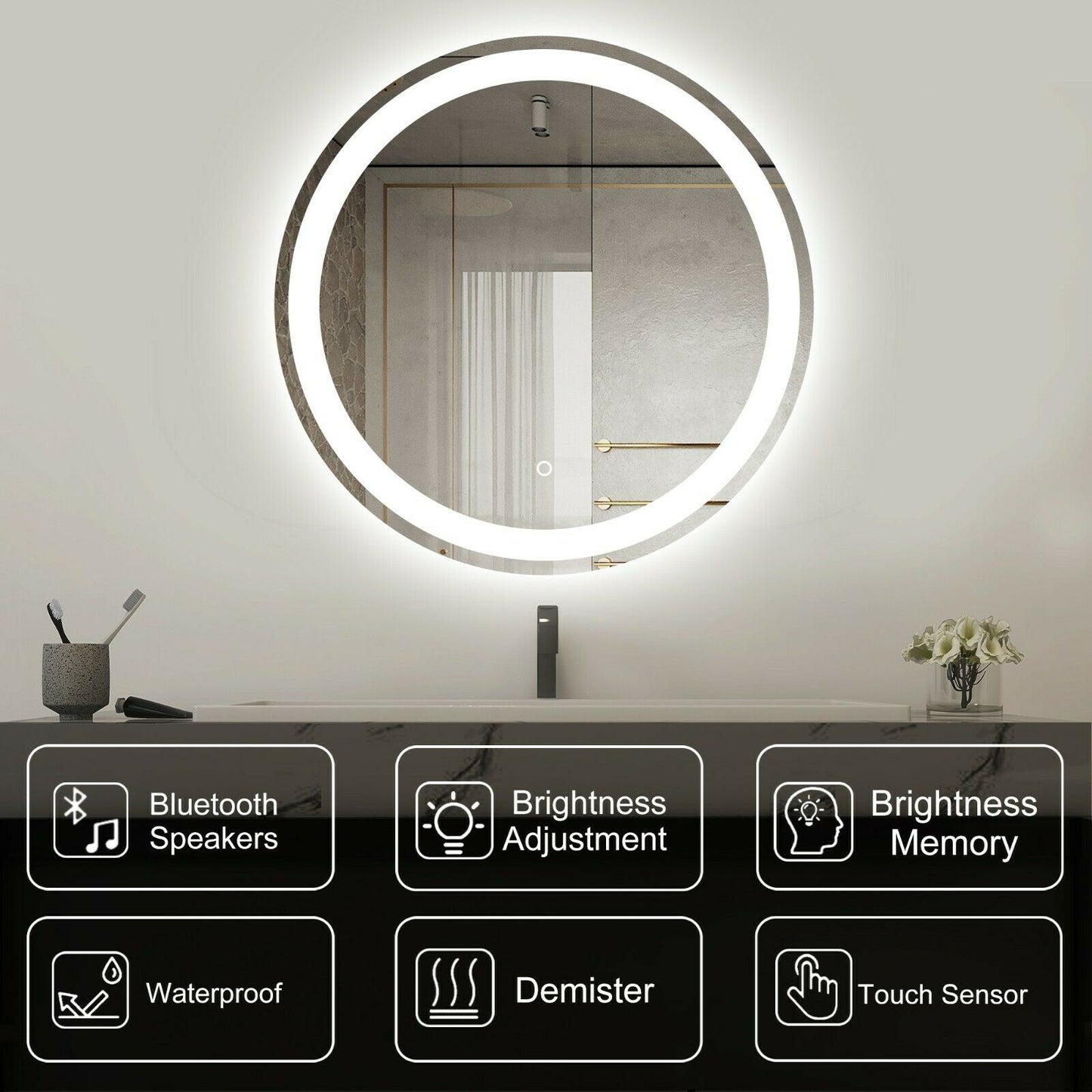 32 Inch Round LED Lighted Wall Mirror