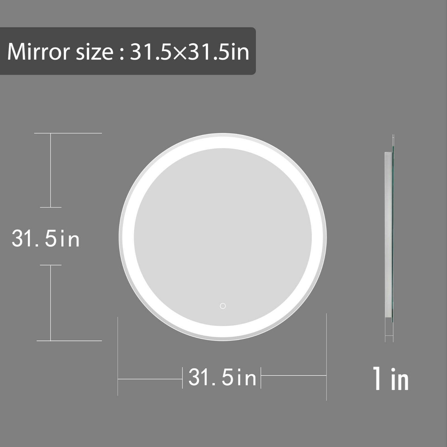 32 Inch Round LED Lighted Wall Mirror