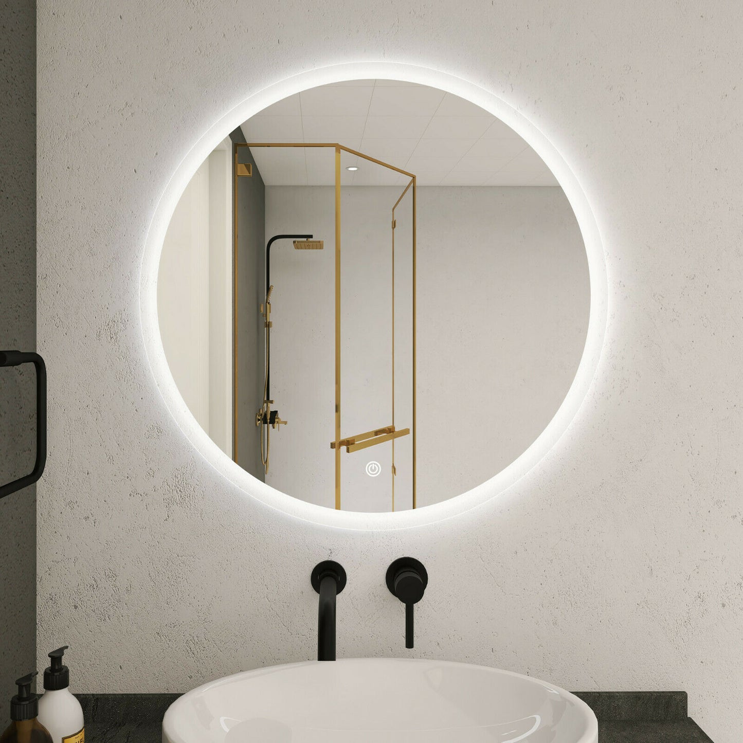 Round LED Lighted Bathroom Vanity Mirror with Bluetooth