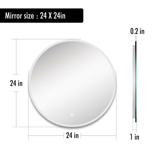 Round LED Lighted Bathroom Vanity Mirror with Bluetooth