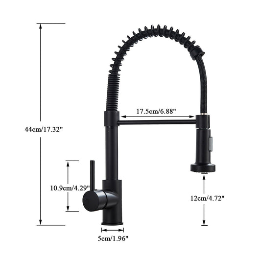 Kitchen faucet with pull-out spray, swivel, color: black