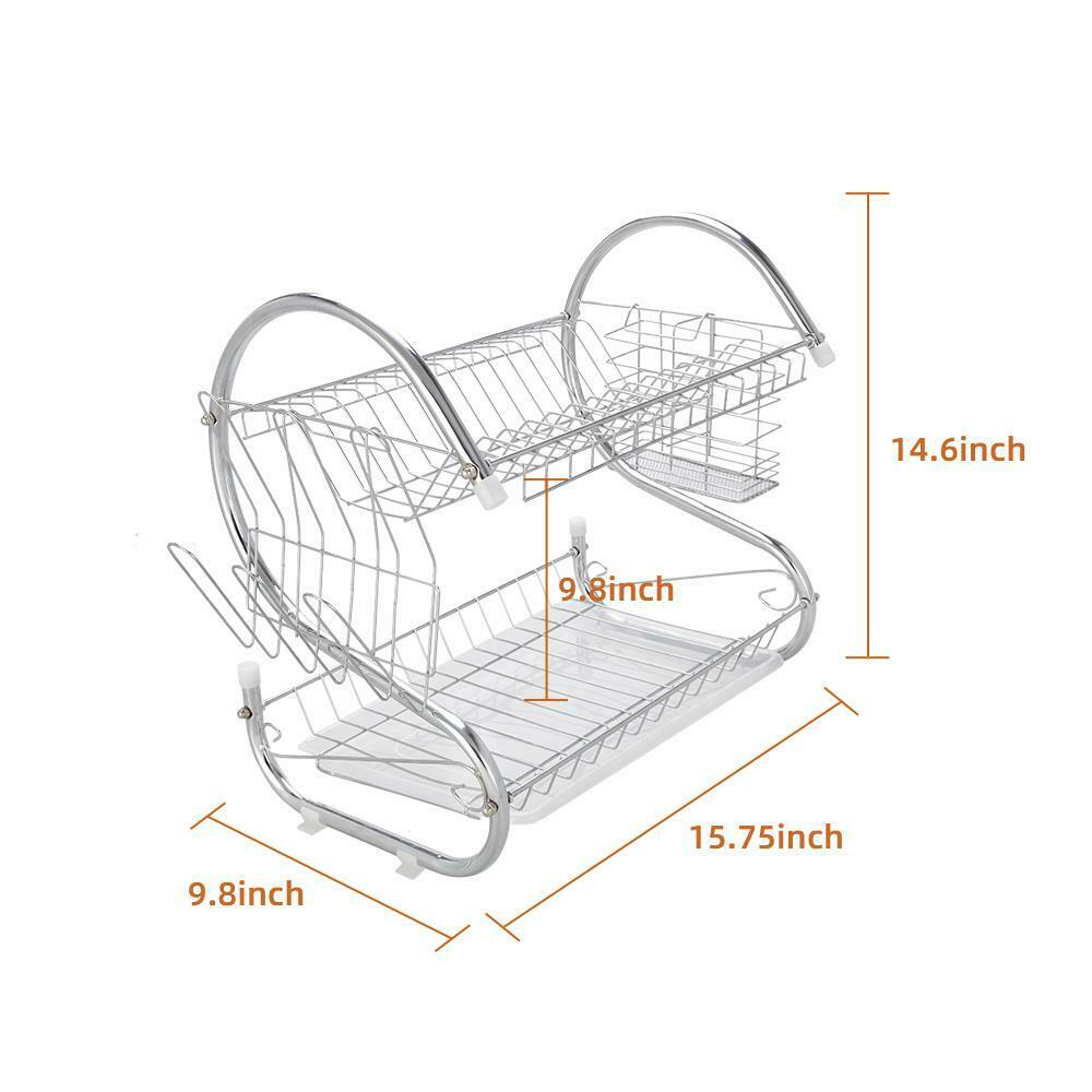 2-tier multi-function stainless steel dish drying rack,