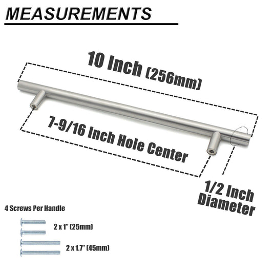 30 Pack Nickel Kitchen Cabinet Pulls, 10"(256mm)