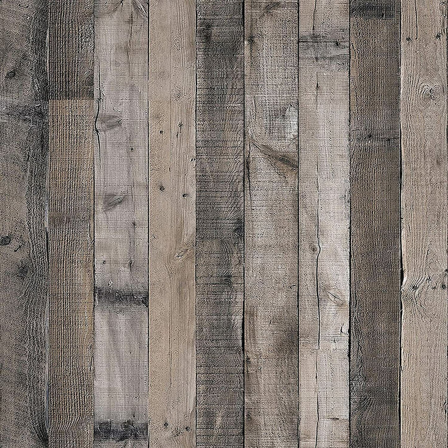 Wood Plank Design Wallpaper 17.7"x 236.2" (Color: Grey)