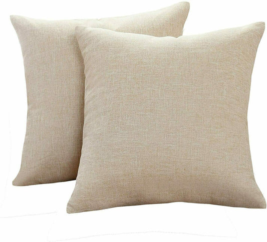 2-Pack Linen Pillowcases, Size (17.5"x17.5"), Color (Beige)