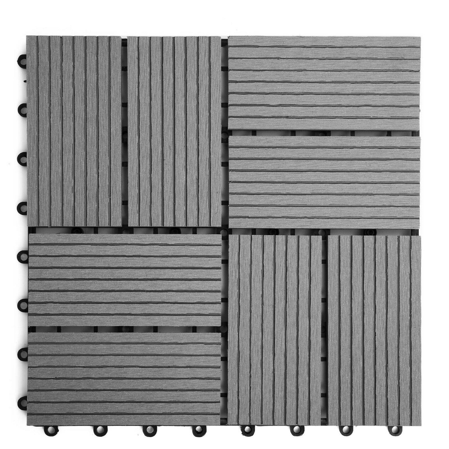 Outdoor Patio Flooring | 8 slats | 12x12", Color: Grey, 11 Tiles