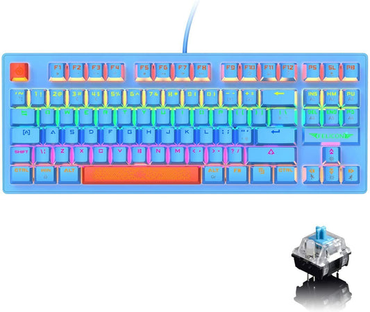 Wired Rainbow Mechanical Keyboard, Blue