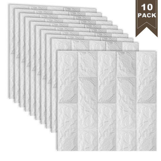 Self Adhesive 3D Wallpaper Waterproof, 10 pcs (white)