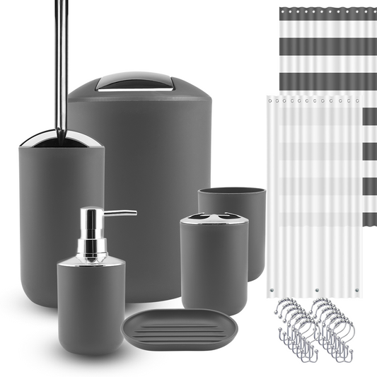 9-Piece Bathroom Accessory Set, Color: (Gray)