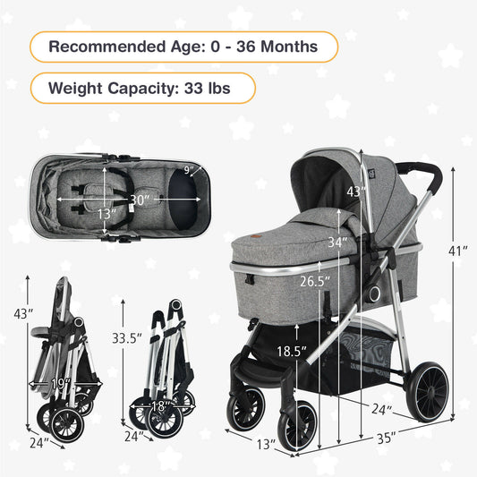 Gray High Landscape 2-in-1 Convertible Stroller