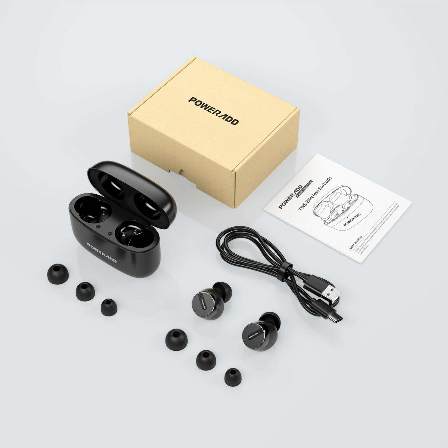 Wireless Bluetooth 5.0 Headphones, USB-C Colour: Black