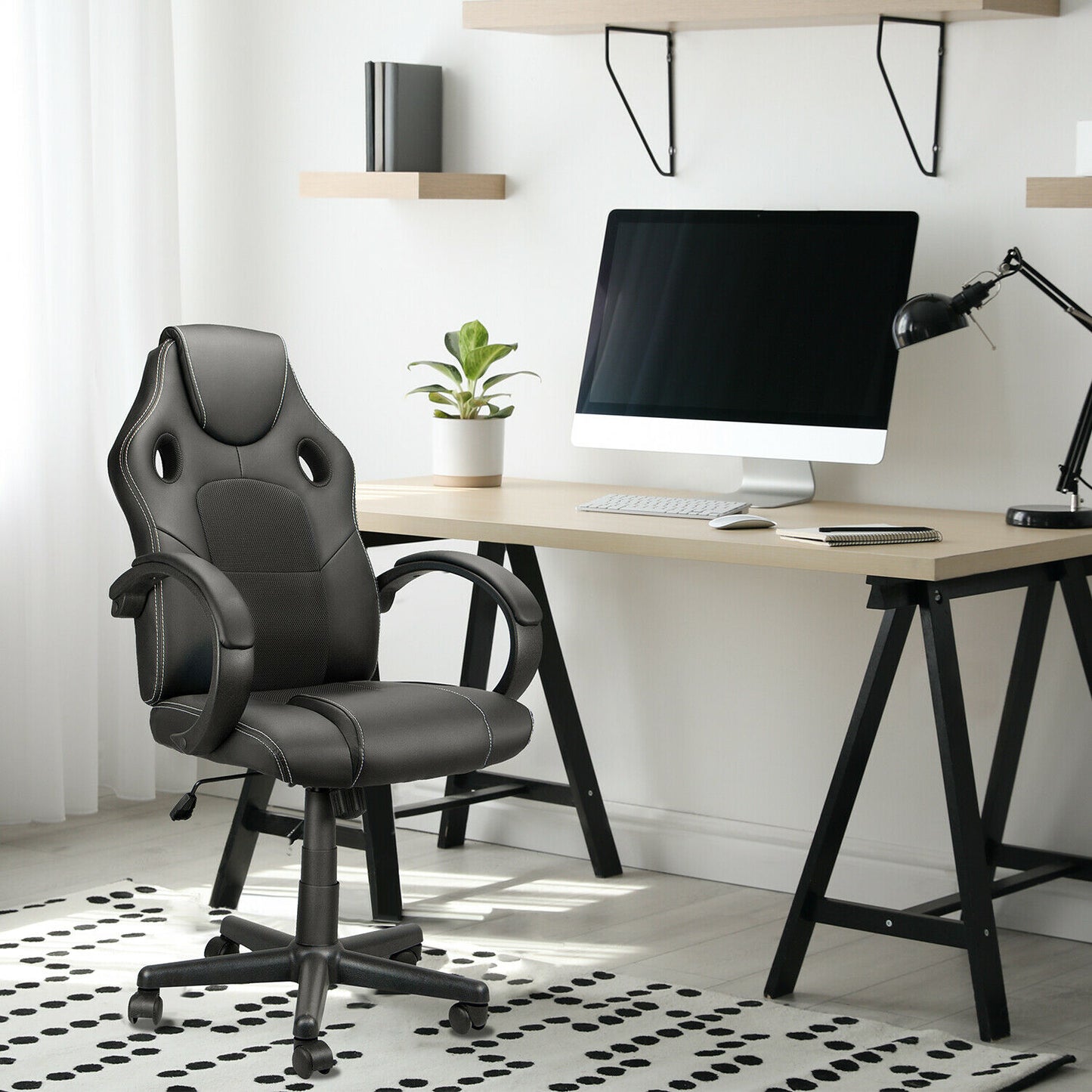 Swivel Desk Chair, Reclining, Color: Black