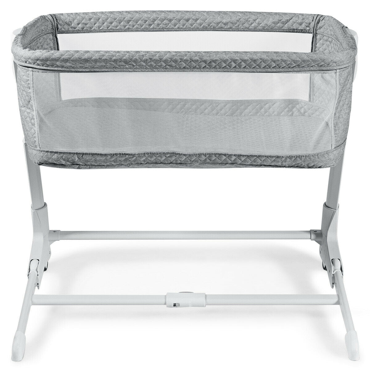 2-in-1 cot and bedside bed with washable adjustable mattress Gray