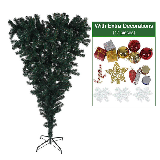 5 Foot Upside Down Artificial Christmas Tree, Metal Stand