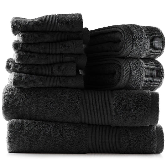 10-Piece Bath Towel Set (Color: Black)