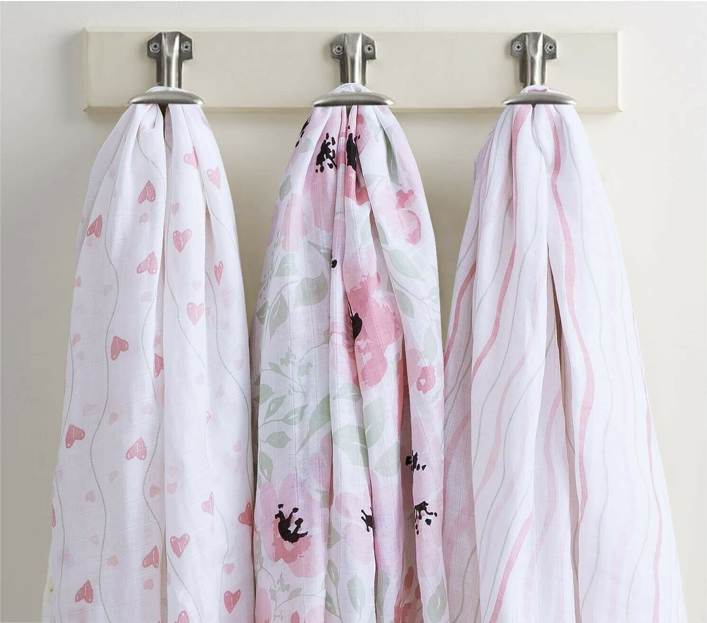 3-Pack Muslin Baby Swaddle, Pink