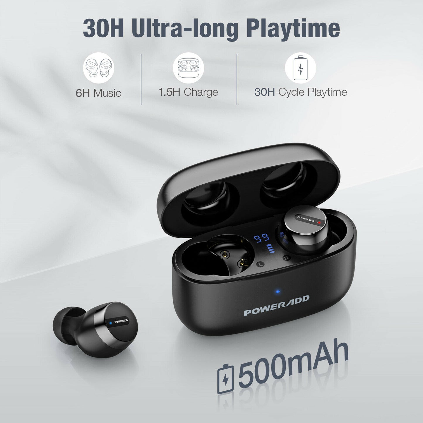 Wireless Bluetooth 5.0 Headphones, USB-C Colour: Black