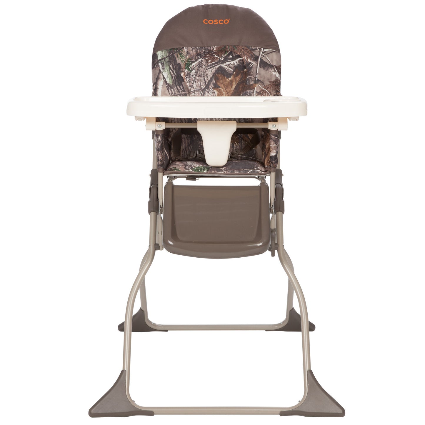 Folding Baby High Chair with Adjustable Tray, Brown