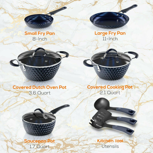 11-Piece Nonstick Cookware Set, Pots and Pans, Aluminum