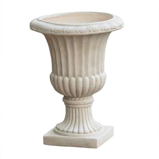 26" Cast Stone Roman Urn Planter, Antique White