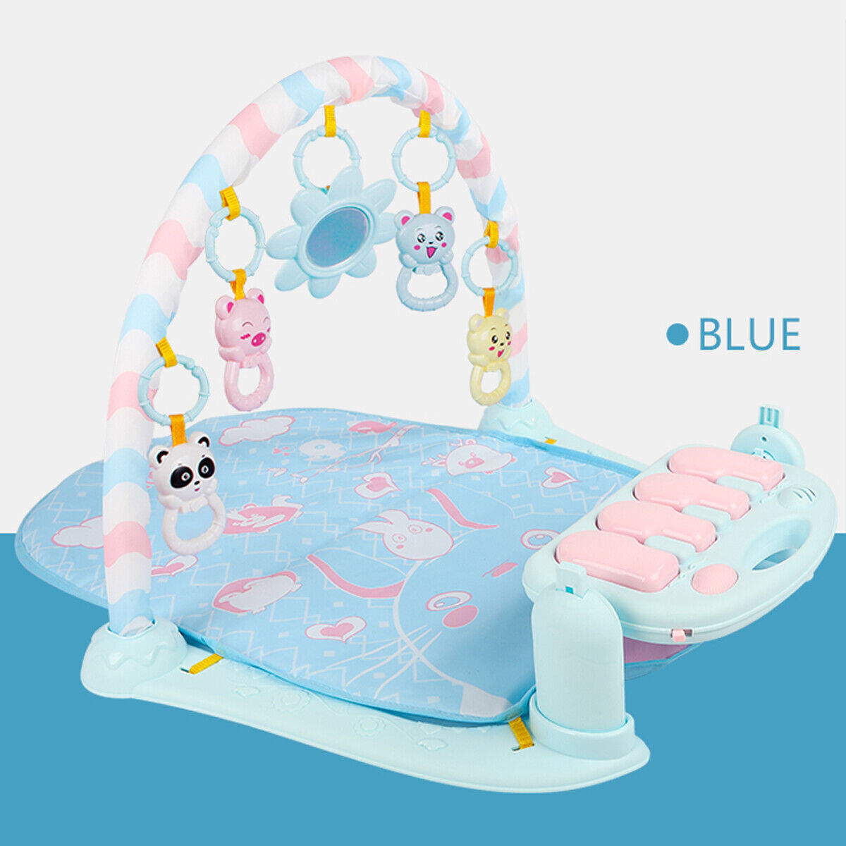 3-in-1 baby gym musical mat with hanging toys, color: blue