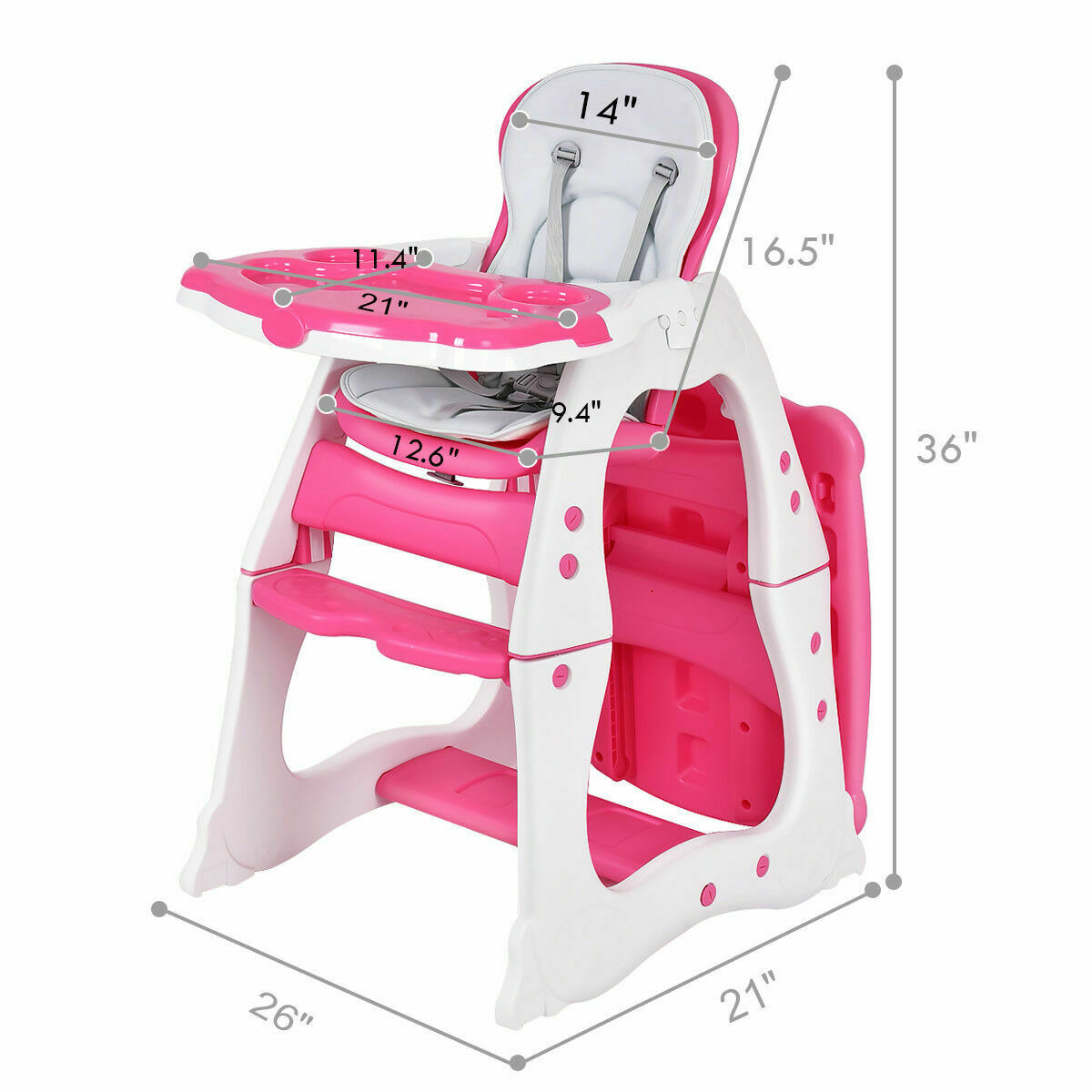 3 in 1 baby feeding chair, Color: Pink