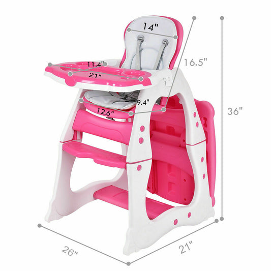 3 in 1 baby feeding chair, Color: Pink