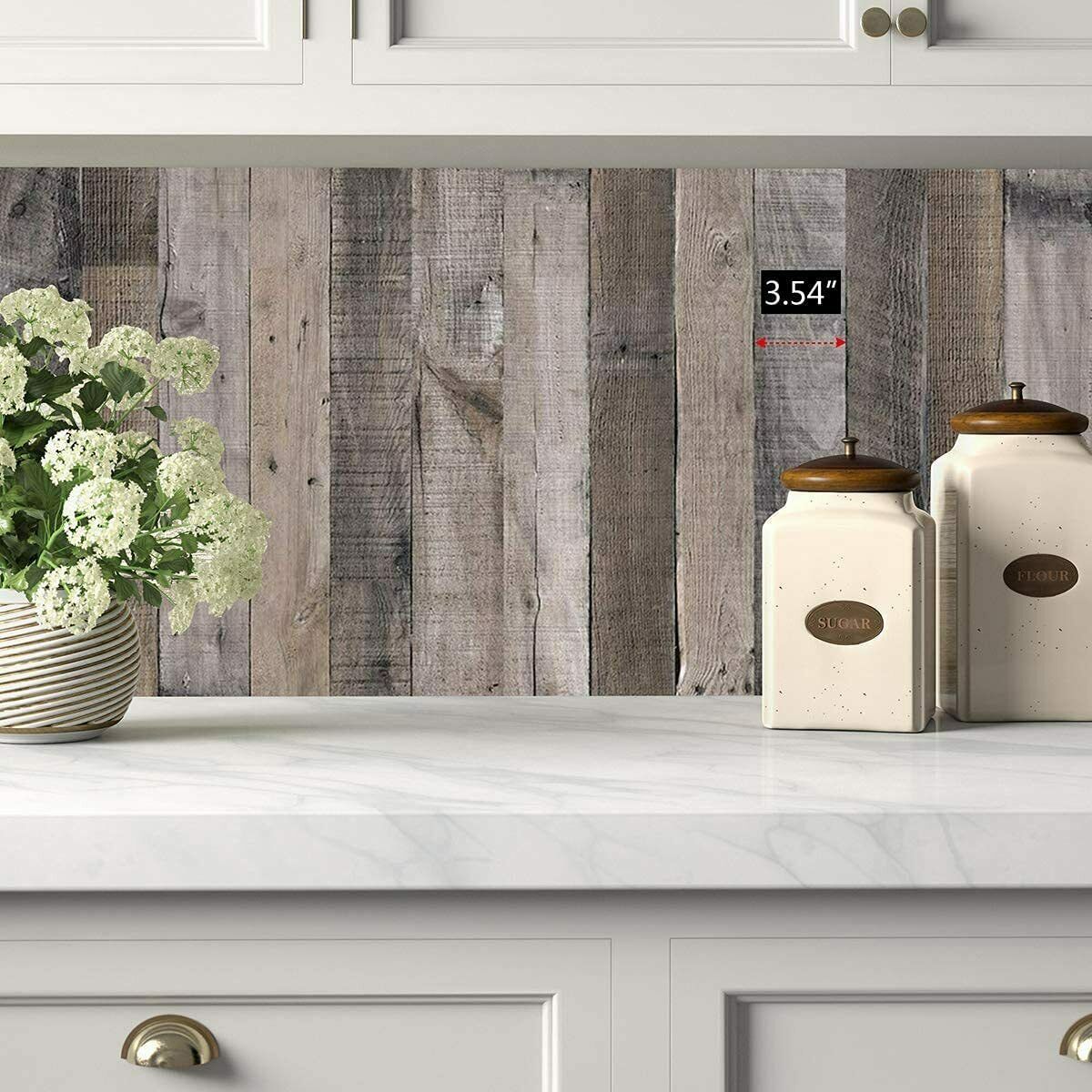 Wood Plank Design Wallpaper 17.7"x 236.2" (Color: Grey)