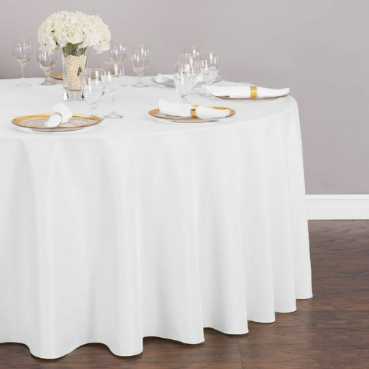 1 Pack Round Polyester Tablecloth, Color (White)