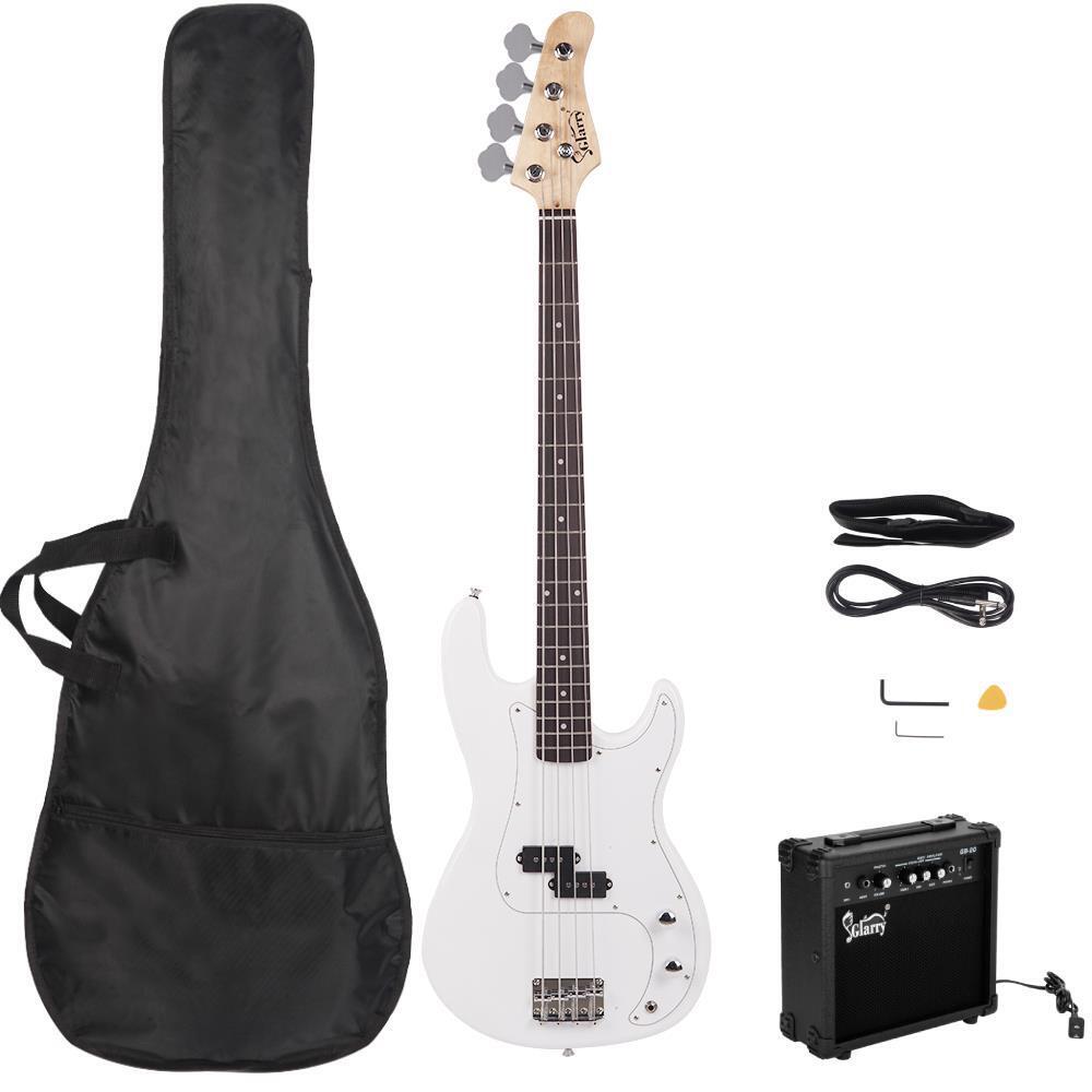 20W Right Handed Electric Bass Color: White