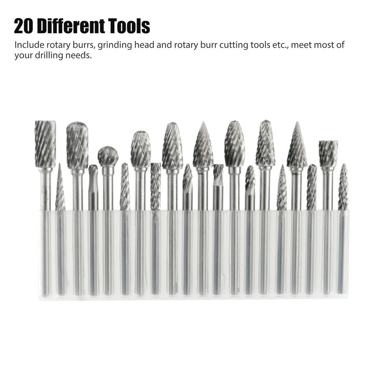 20 Pieces Tungsten Carbide Steel Head Rotary Shank Carving Set