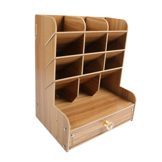 Desk organizer with storage shelves