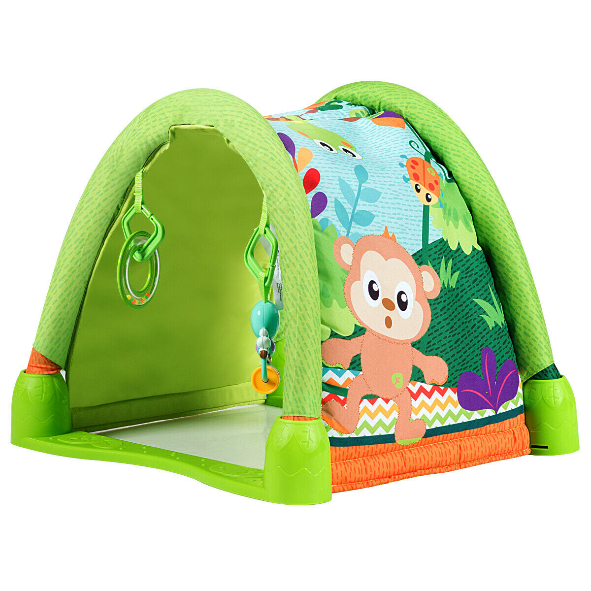 4 in 1 Activity Gym with 3 toys, Color: Green