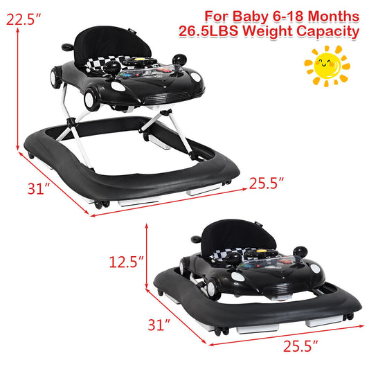 2-in-1 Folding Walker with Lights and Adjustable Heights