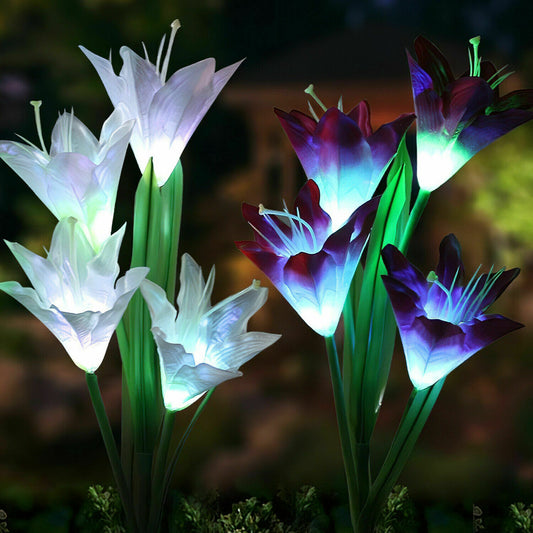 2 Pack Solar Lily Lights for Garden