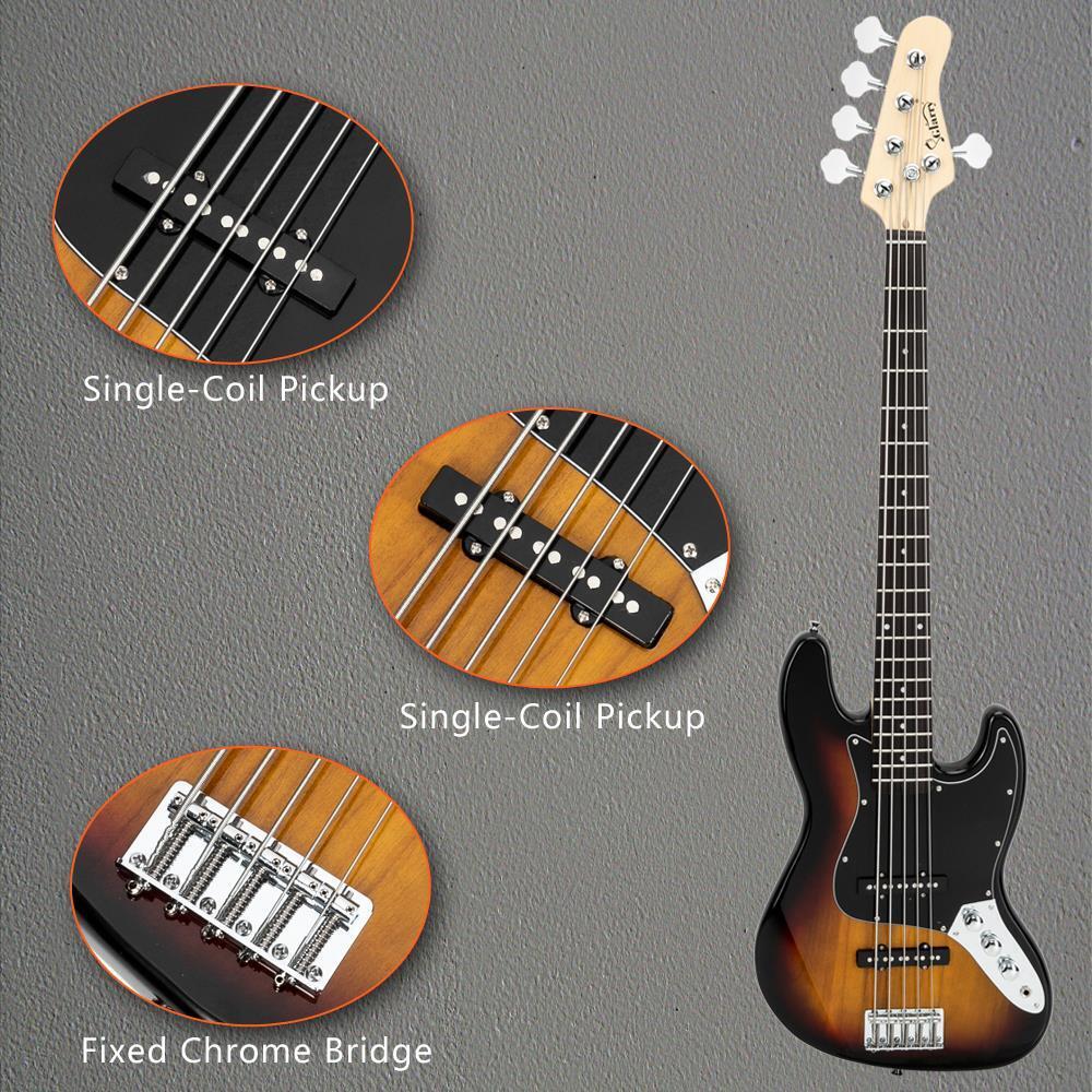 electric bass 5 strings 20 frets with bag