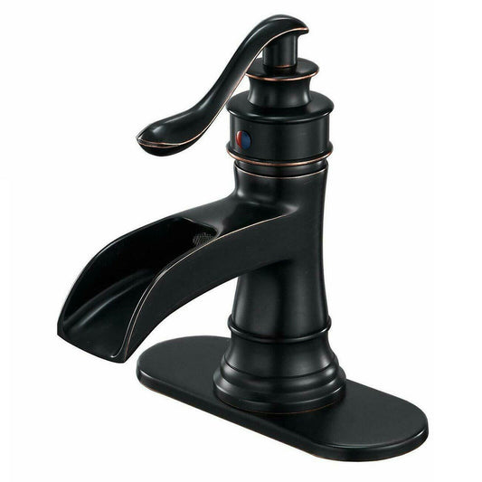 Waterfall type mixer tap, bronze