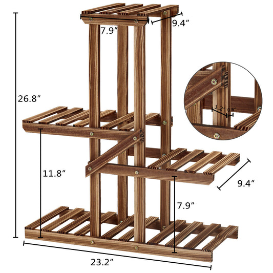 Wooden Multi Plant Stand for Home Garden Brown