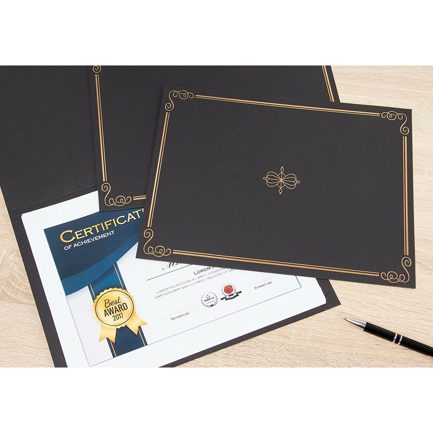 24-Pack Diploma Folders, 11" x 9", Color: Black