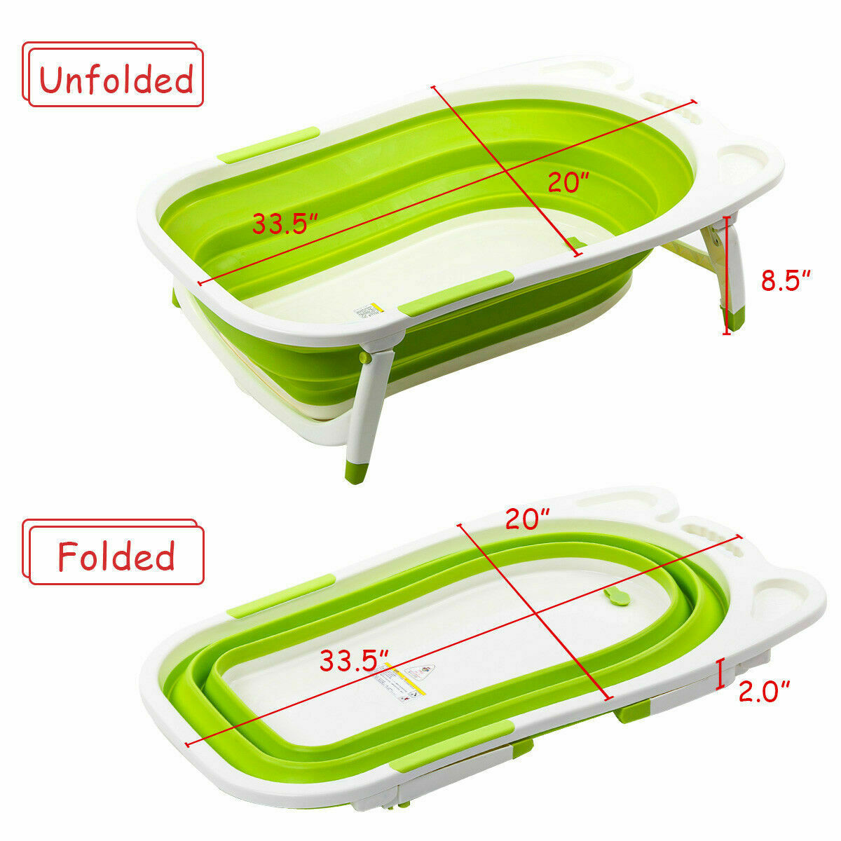 Portable folding baby bathtub, color: Green