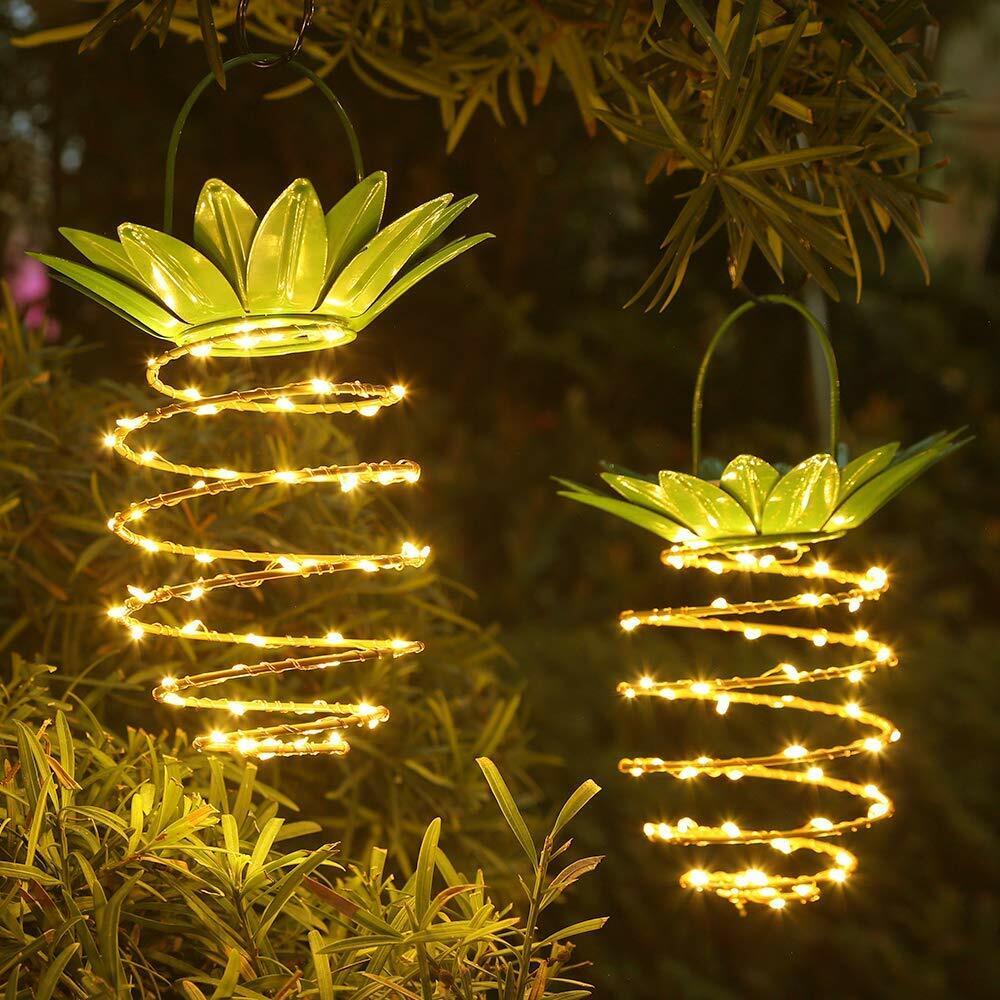 2 Pieces Solar Powered Pineapple LED String Lights