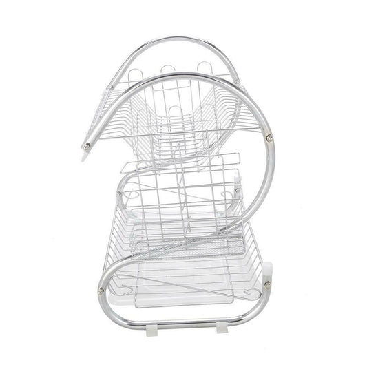 2-tier multi-function stainless steel dish drying rack,