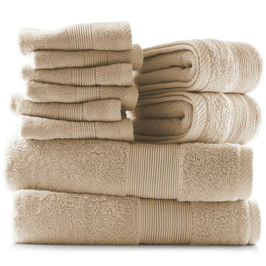 10-Piece Bath Towel Set (Color: Beige)