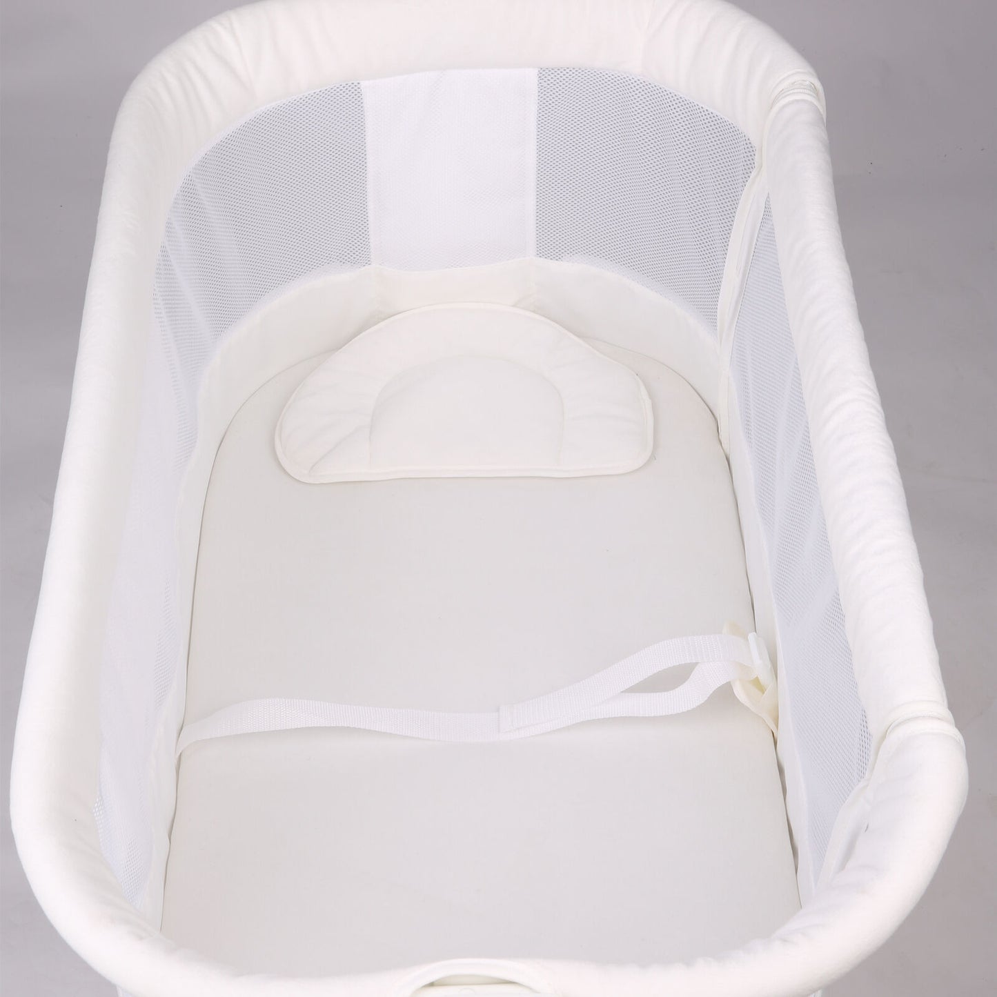 Adjustable baby cot with mattress pillow, Colour: White