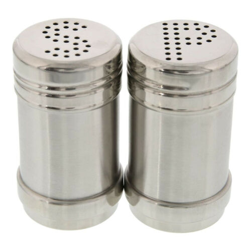 2 oz metal salt and pepper shaker set, 2 x 3 inches