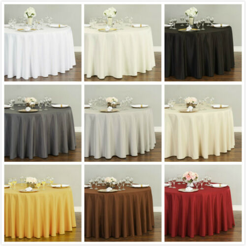 1 Pack Round Polyester Tablecloth, Color (White)