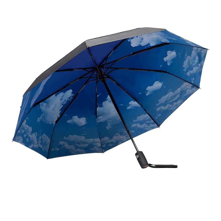 Automatic Umbrella, Portable, Colour: Black-Cloudy Sky