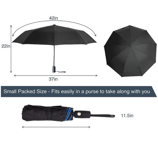 Automatic Umbrella, Portable, Colour: Black-Cloudy Sky